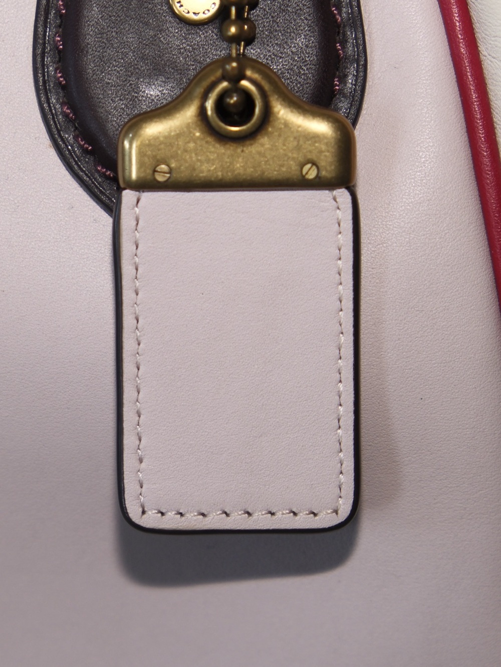 Coach Colorblock Pink  and Cream Marliegh Satchel w/Oxblood Trim and Red Piping - Picture 9 of 15